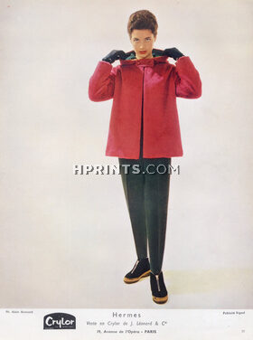 Hermès (Sportswear) 1959 Pink Winter Jacket, Pant Ski Fashion, Photo Alain Boisnard