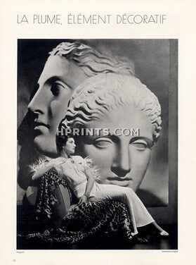 Paquin 1934 George Hoyningen-Huene, Feathers Evening Gown, Decoratives art Classical Antiquity