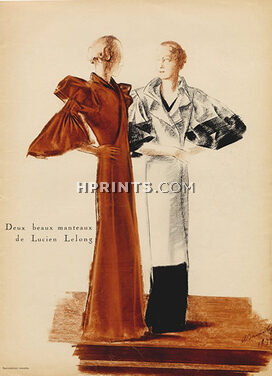 Alexandre Iacovleff 1934 Lucien Lelong Evening Coats, Back: Maggy Rouff & Louise Bourbon