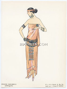 Femme Moussgui (Afrique), 1922 - Soeurs David. La Gazette du Bon Ton, n°5 — Croquis N°XXXIX