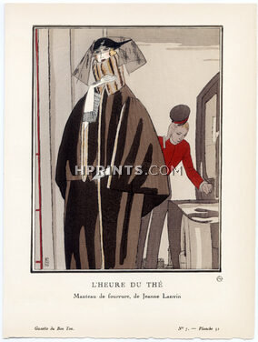 L'Heure du Thé, 1922 - Benito, Manteau de fourrure de Jeanne Lanvin. La Gazette du Bon Ton, n°7 — Planche 51