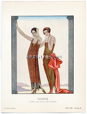 Vesper, 1922 - George Barbier, Robes du soir de Worth. La Gazette du Bon Ton, n°8 — Planche 60