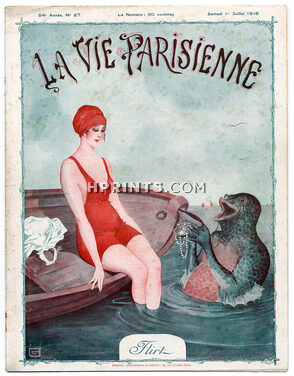 Léonnec 1916 Bathing Beauty Flirt Triton Man-Fish