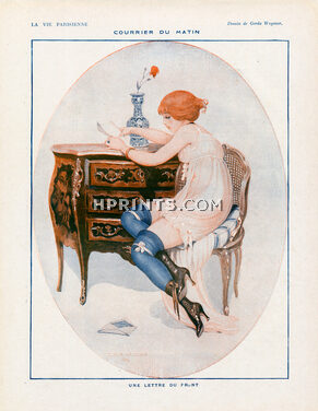 Gerda Wegener 1916 Morning Mail Babydoll Lingerie Sexy looking girl