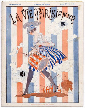 George Barbier 1916 Military Sexy Woman Drummer World War I Marianne