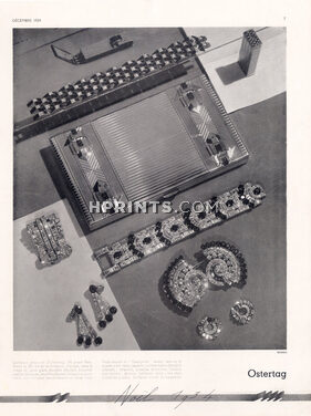 Ostertag (Jewels) 1934 Vanity Case, Bracelet, Clips