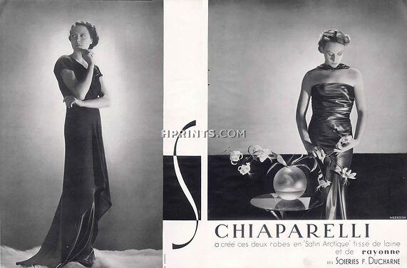 Schiaparelli 1934 Harry Meerson, Ducharne, Evening Gown