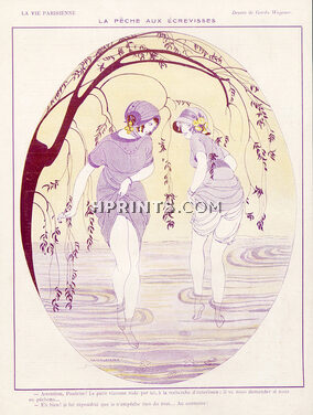 Gerda Wegener 1913, Fishing Crayfish, Bathing Beauties