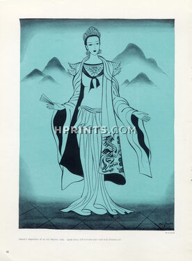 Eric Fraser 1936 Nabob's adaptation of an old Manchu Robe, Lamé Dress, Brocade Coat, Chinese Silk