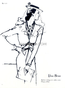 Véra Boréa & Erik 1938 Manteau en lainage noir, ceinture croisée, Jean Pagès