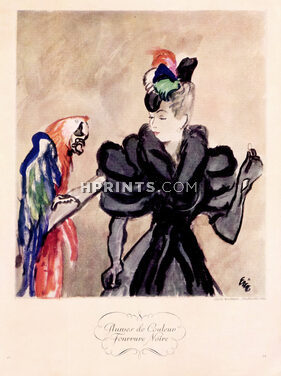 Fourrures Max (Fur Cape) 1938 Feathers Hat Louise Bourbon, Eric (Carl Erickson)