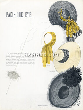 René Gruau 1945 Rose Valois, Paulette, Claude Saint-Cyr (Millinery)