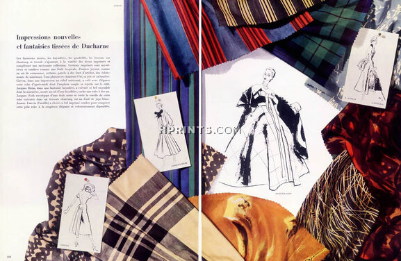 Pierre Mourgue 1952 Tissus Ducharne, Jacques Fath, Lanvin Castillo, Carven, Jacques Heim