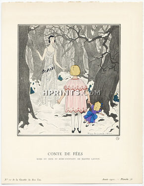 Conte de Fées, 1921 - Pierre Brissaud, Robe du soir et robe d'enfant de Jeanne Lanvin. La Gazette du Bon Ton, n°10 — Planche 78