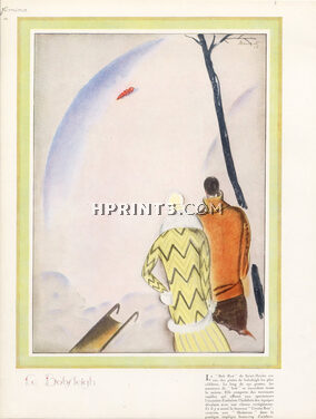 Charles Loupot 1925 St Moritz, Le Bobsleigh, "La Bob Run" Winter Sports