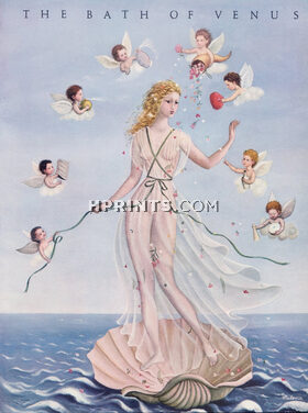 Milena 1941 The Bath of Venus, Charming Cherubs, Powder-puffs, Bath mitts, Atomizers