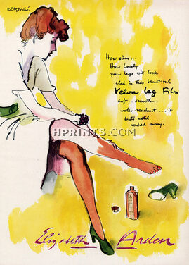 Elizabeth Arden 1943 Velva Leg Film, Leg Make-up, René Bouché