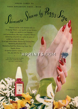 Peggy Sage (Cosmetics) 1945 Nail Polish, Jewel Careen Gems