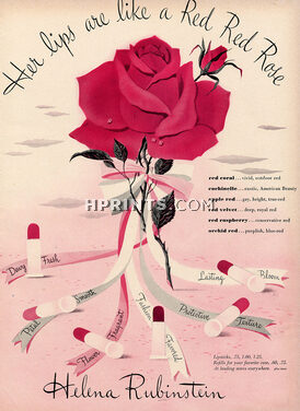 Helena Rubinstein 1944 Lipstick, Her lips are like a Red Red Rose