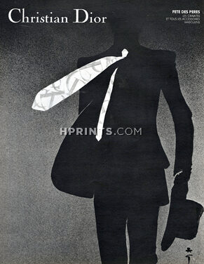 Christian Dior (Tie) 1973 René Gruau, Men's Clothing