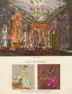 Les Bonnes, 1947 - Christian Bérard Theatre scenery, Costumes by Christian Dior