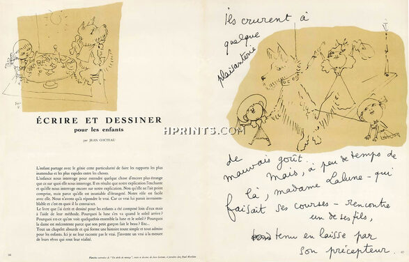 Écrire et dessiner pour les enfants, 1947 - Jean Cocteau Un drôle de Ménage, Scottish Terrier, Text by Jean Cocteau