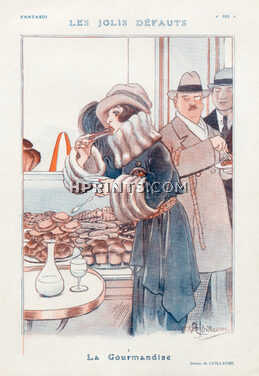 Albert Guillaume 1921 "La Gourmandise" Cake Shop