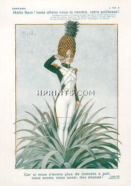 Henry Gerbault 1926 French-Girl, Cap in Pineapple, Military Costume