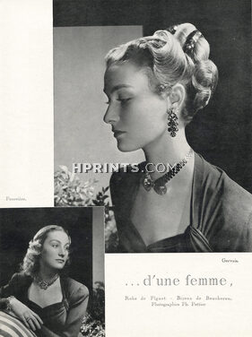 Boucheron 1946 Hairstyles Pourrière, Louis Gervais, Robe de Piguet, Photo Pottier