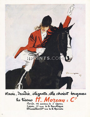 H. Moreau & Cie (Textile) 1947 Horse Riding, Mourgue (Version A)