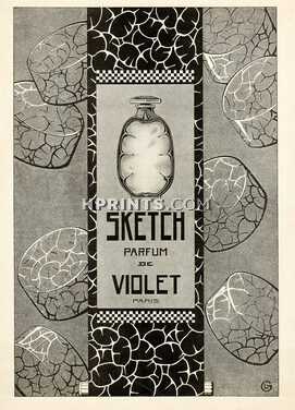 Violet (Perfumes) 1924 Sketch, Art Deco Style