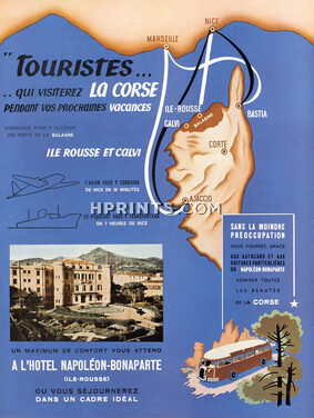 Hôtel Napoléon-Bonaparte, Île Rousse, Corse 1952