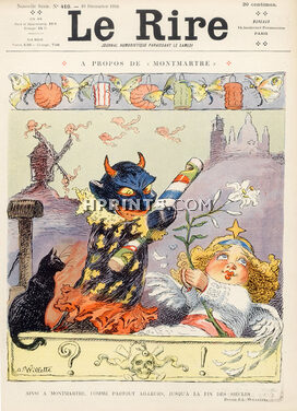 Adolphe Willette 1910 Guignol Devil, Montmartre, Black Cat