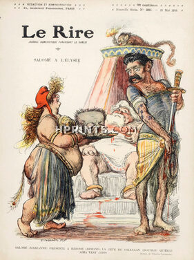 Charles Léandre 1910 Marianne as Salomé, Armand Fallières, Paul Doumer