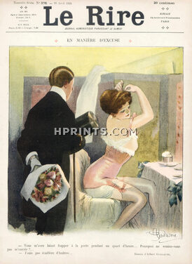 Albert Guillaume 1910 Sexy Girl, Corset Garter Belt