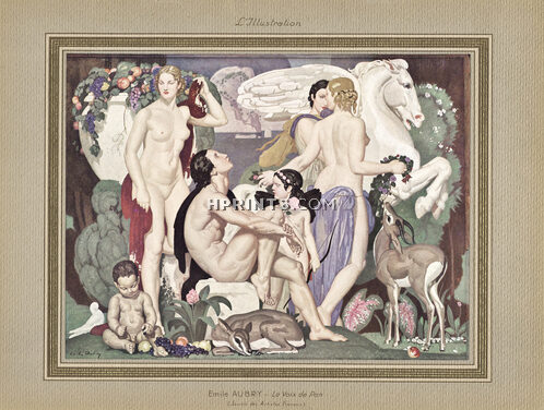Emile Aubry 1936 La Voix de Pan, Mythology Nudes Pegase