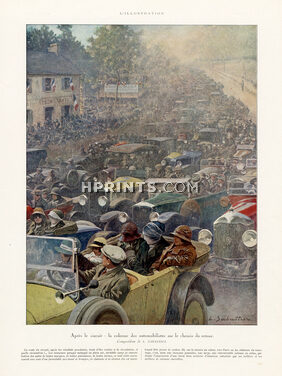 L. Sabattier 1923 Après le circuit : la colonne des automobilistes...