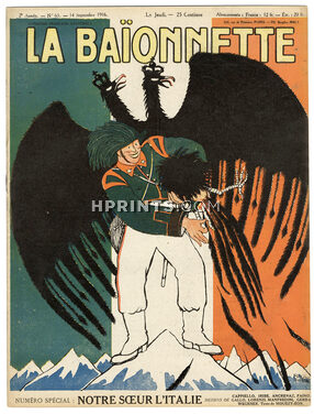 La Baïonnette 1916 N°63 Notre Soeur l'Italie, Special Italia World War I, 16 pages