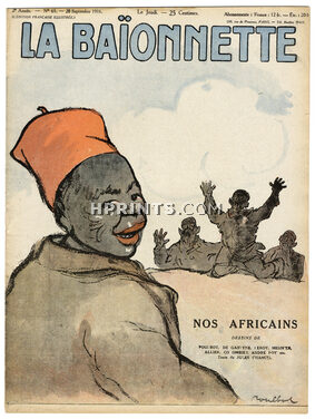 La Baïonnette 1916 N°65 "Nos Africains", Francisque Poulbot, 16 pages