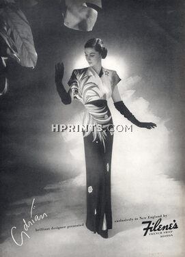Adrian 1944 Embroidery Evening Gown, Fashion Photography