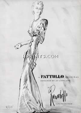 Jo Copeland 1945 René Bouët-Willaumez, Evening Gown, Pattullo