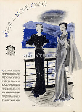 Jacques Demachy 1935 Monte-Carlo Sporting Club, Worth, Nina Ricci, Jacques Heim, Le Monnier, Evening Gowns 4 pages, 4 pages
