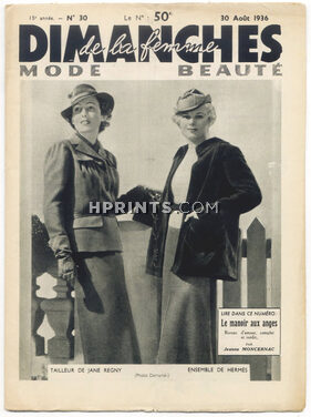 Dimanches de la Femme 1936 Hermès, Jane Regny, Madame Agnès, Violette Marsan, 32 pages