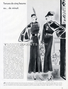René Gruau 1935 Madeleine Vionnet, Lanvin, Rosine..., 2 pages