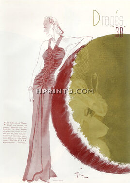 Drapés "38", 1937 - René Gruau Maggy Rouff, Fourrures Max, Alix, Nina Ricci, Evening Gowns, 4 pages