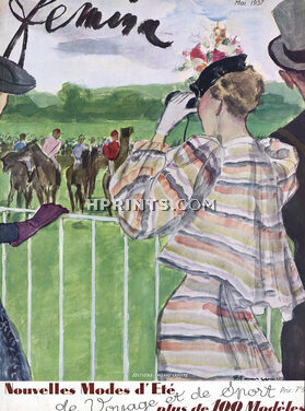 Pierre Mourgue 1937 Summer Suit, Femina Cover, Horse Racing
