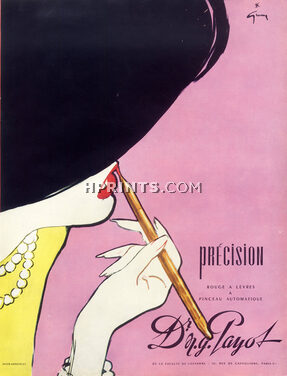 Dr N.G. Payot (Cosmetics) 1951 René Gruau, Lipstick, Make-up