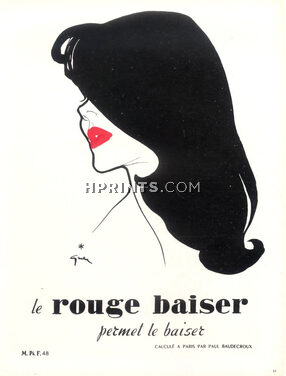 Rouge Baiser (Cosmetics) 1948 René Gruau, Lipstick