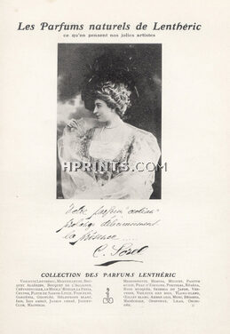 Lenthéric (Perfumes) 1907 Cécile Sorel, Autograph