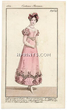 Le Journal des Dames et des Modes 1821 Costume Parisien N°1954